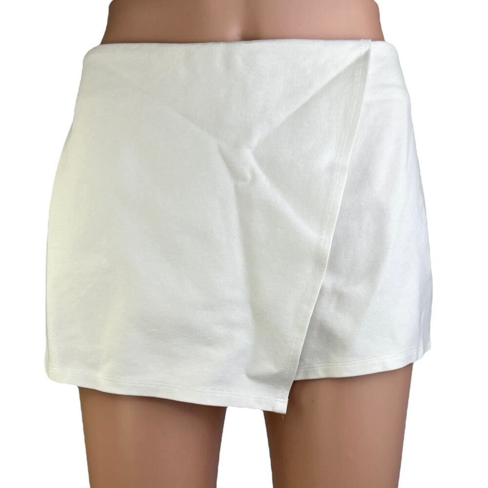 Superdown Sonya White Mini Zipper Casual Party Cocktail Wrap Skort Skirt Size M